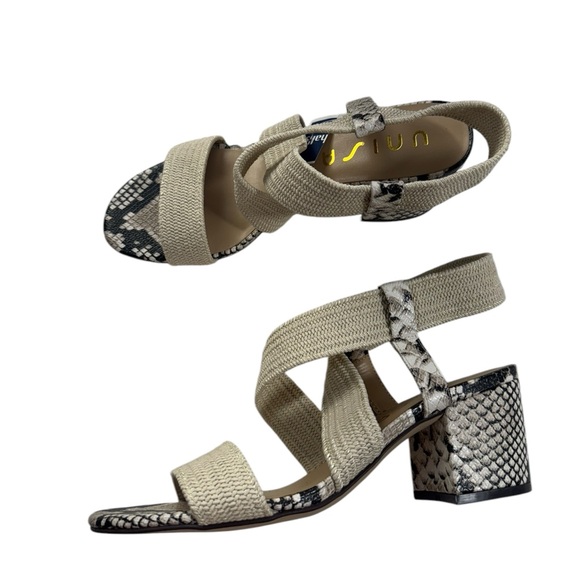 Unisa Snake Heel Elastic Beige Straps Sandals Women size 8 M new - Picture 1 of 5